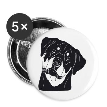 Rottweiler - Buttons groß 56 mm (5er Pack) - Weiß - Vorne
