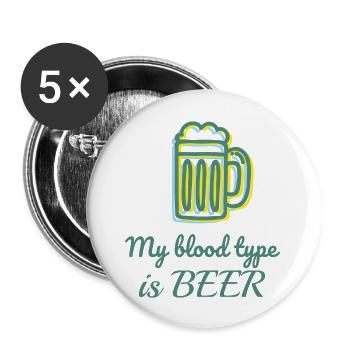 Mon groupe sanguin est la bière - Lot de 5 grands badges (56 mm) - blanc - Devant