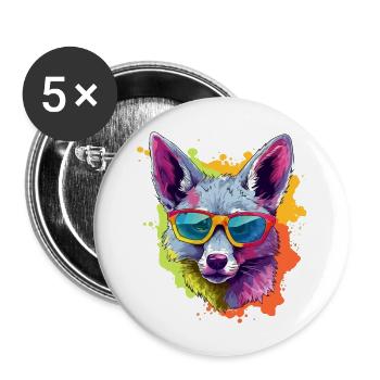 Leo the bespectacled jackal - Buttons large 2.2''/56 mm (5-pack) - white - Front