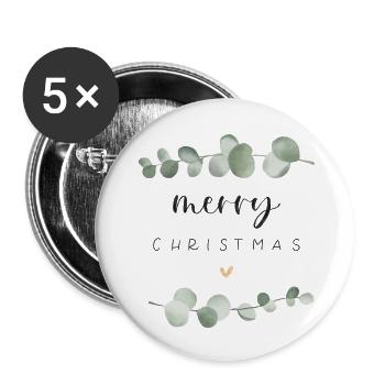 merry christmas - Buttons groß 56 mm (5er Pack) - Weiß - Vorne