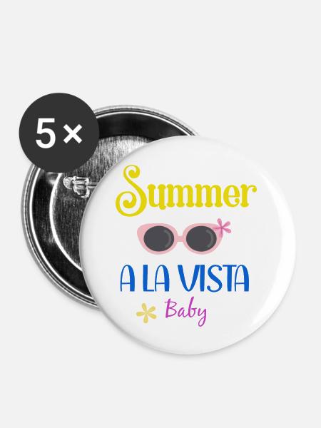 Sommerferien - Summer Vibes - Buttons groß 56 mm (5er Pack) - Weiß