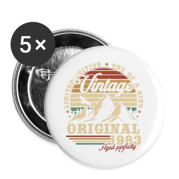 Cadeau D’anniversaire Vintage Original 1983 - Lot de 5 grands badges (56 mm) - blanc - Devant