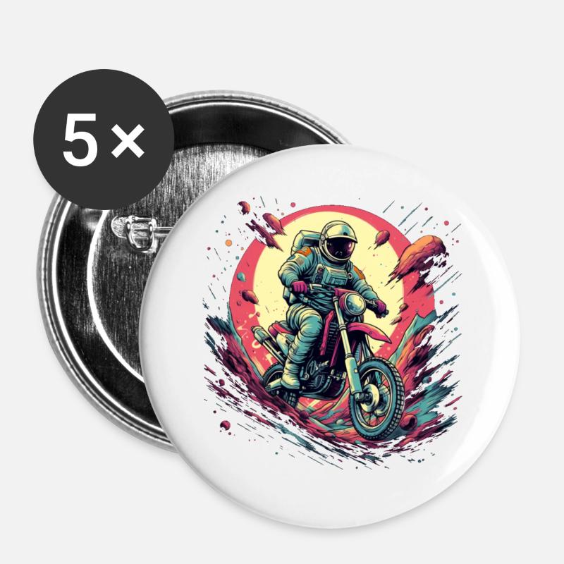 Motorcycle on the moon - Buttons large 2.2''/56 mm (5-pack) - white