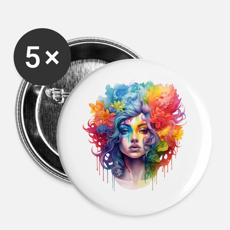 Rainbow Woman - Buttons large 2.2''/56 mm (5-pack) - white