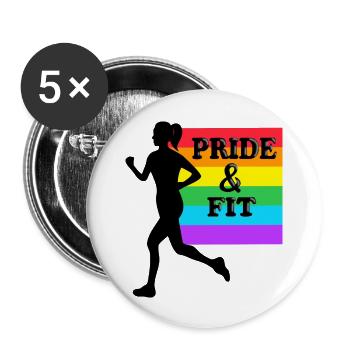 Pride and Fit - Buttons groß 56 mm (5er Pack) - Weiß - Vorne
