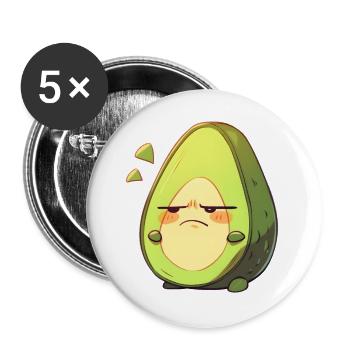 Angry Avocado Cartoon Design - Buttons large 2.2''/56 mm (5-pack) - white - Front