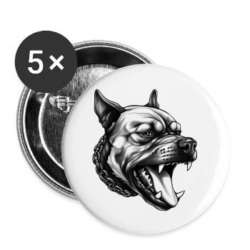 Puissance du pitbull – Fort. Loyal. Intrépide. - Lot de 5 grands badges (56 mm) - blanc - Devant