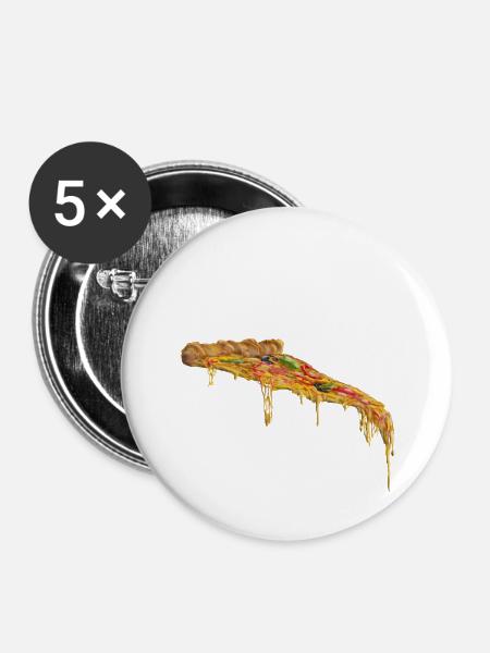 Käseglut Pizza Slice - Buttons groß 56 mm (5er Pack) - Weiß