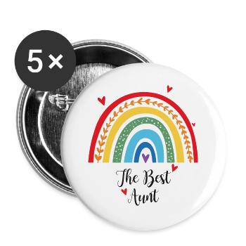 La meilleure tante arc-en-ciel - Lot de 5 grands badges (56 mm) - blanc - Devant