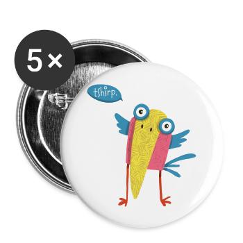 Vogel - Buttons groß 56 mm (5er Pack) - Weiß - Vorne