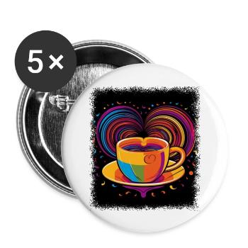 drôle citation signe de paix drôle dictons geek coeur - Lot de 5 grands badges (56 mm) - blanc - Devant