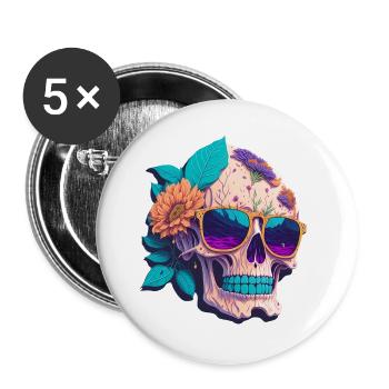 Skull - Buttons large 2.2''/56 mm (5-pack) - white - Front