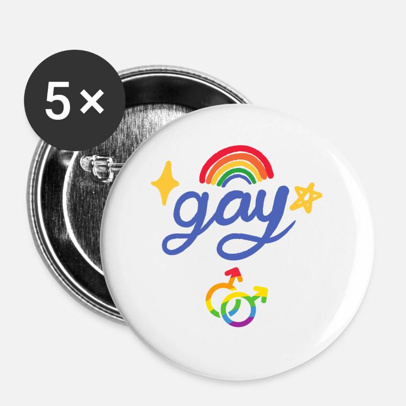 Gay rainbow - Buttons large 2.2''/56 mm (5-pack) - white