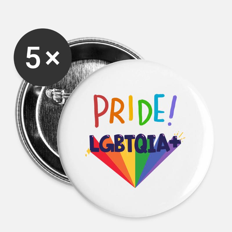 LGBTQIA+ - Buttons large 2.2''/56 mm (5-pack) - white