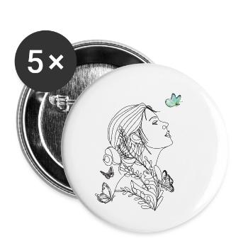 Un papillon dans ma tête - Lot de 5 grands badges (56 mm) - blanc - Devant