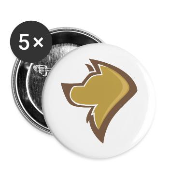 Hund - Buttons groß 56 mm (5er Pack) - Weiß - Vorne