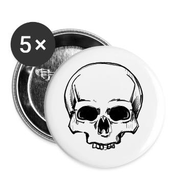 Crâne simple - Lot de 5 grands badges (56 mm) - blanc - Devant