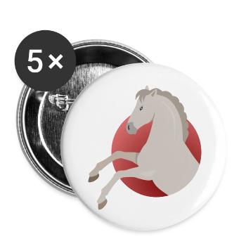 Pferde - Buttons groß 56 mm (5er Pack) - Weiß - Vorne