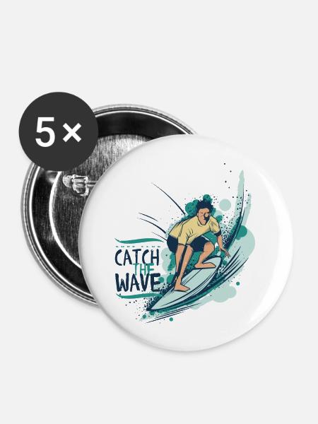 Wassersport - Buttons groß 56 mm (5er Pack) - Weiß