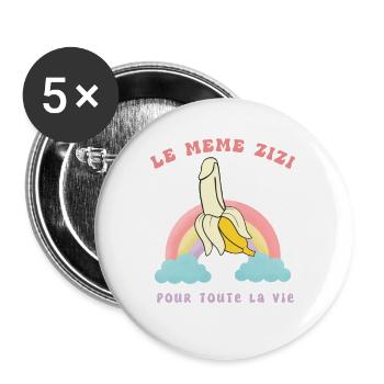 Le Meme Zizi Evjf Cadeau Humour Future Mariée - Lot de 5 grands badges (56 mm) - blanc - Devant