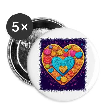 Symbole de la paix cool paix globale des années 60 blague fun bday - Lot de 5 grands badges (56 mm) - blanc - Devant