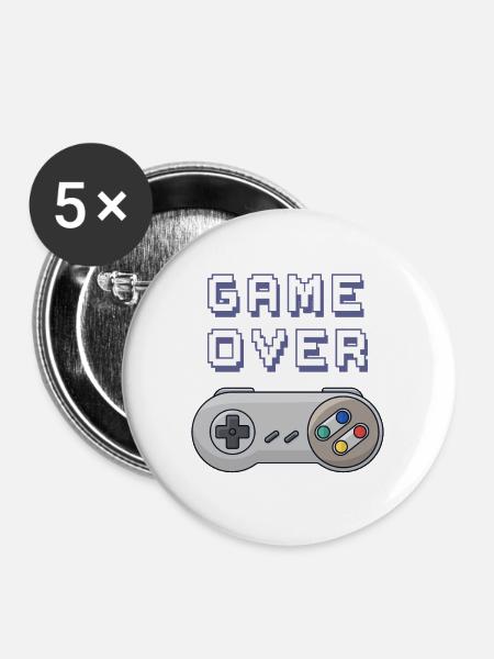 Game Over Retro-Gaming-Controller - Buttons groß 56 mm (5er Pack) - Weiß