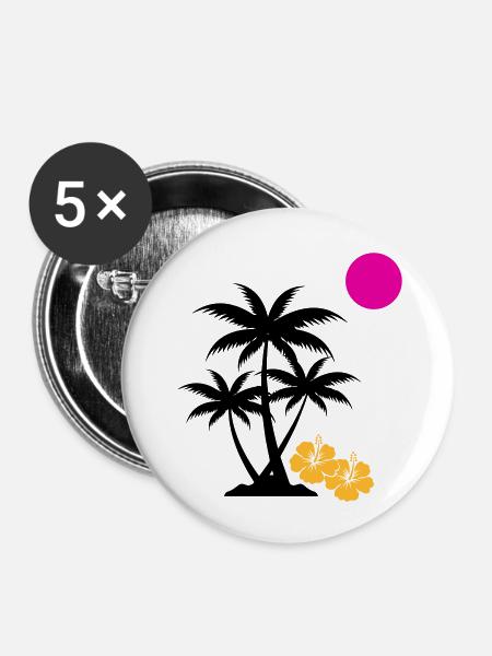 palme sunset - Buttons groß 56 mm (5er Pack) - Weiß