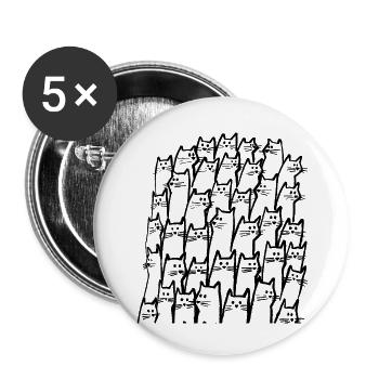 Cats In Black - Buttons large 2.2''/56 mm (5-pack) - white - Front
