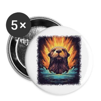 cool an otter baby animals anniversary fun humor - Buttons groß 56 mm (5er Pack) - Weiß - Vorne
