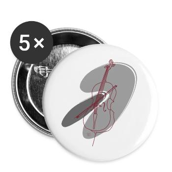 « Cello », Boho Line Art Design, série « Music » - Lot de 5 grands badges (56 mm) - blanc - Devant