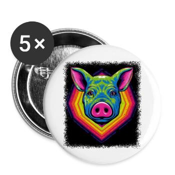 funny pig bacon tshirt quote guinea pig pattern - Buttons large 2.2''/56 mm (5-pack) - white - Front