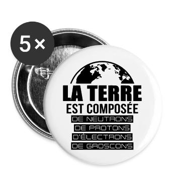 LA TERRE - Lot de 5 grands badges (56 mm) - blanc - Devant