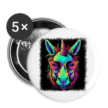 Horned Dabbing Unicorn Gift Idea Geek B Day Gift - Buttons large 2.2''/56 mm (5-pack) - white - Front