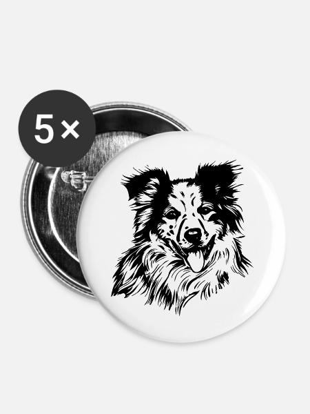 Australischer Schäferhund - Buttons groß 56 mm (5er Pack) - Weiß