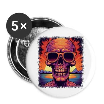 joke skull jokes balloons fuck you present black - Buttons groß 56 mm (5er Pack) - Weiß - Vorne