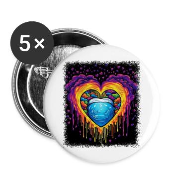 60s Funky Hippy Gift Idea Anti War Family - Lot de 5 grands badges (56 mm) - blanc - Devant