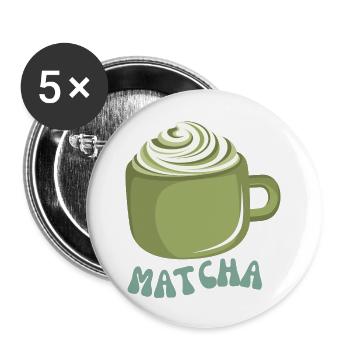 Matcha - Buttons groß 56 mm (5er Pack) - Weiß - Vorne