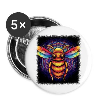 bumble bee funny sayings baby bag present idea fun - Buttons groß 56 mm (5er Pack) - Weiß - Vorne