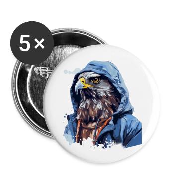 Street style hawk | Hawk lovers - Buttons large 2.2''/56 mm (5-pack) - white - Front