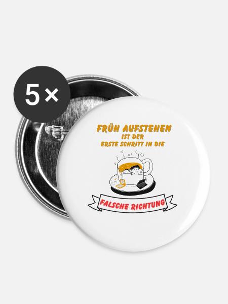 Frühaufstehen Falsche Richtung - Buttons groß 56 mm (5er Pack) - Weiß