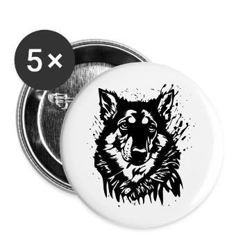 Vintage drawing retro dog head grafiti - Buttons large 2.2''/56 mm (5-pack) - white - Front