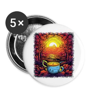 birthday green counterculture hippie festival - Buttons groß 56 mm (5er Pack) - Weiß - Vorne