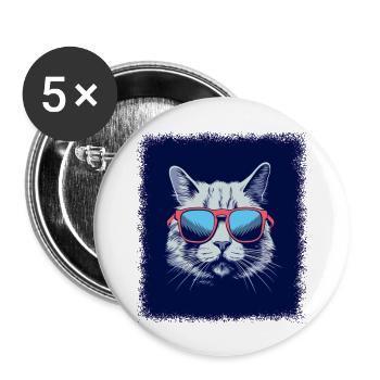 Cartoon Cat Business Cat Tshirts Cat Face Tshirts - Lot de 5 grands badges (56 mm) - blanc - Devant