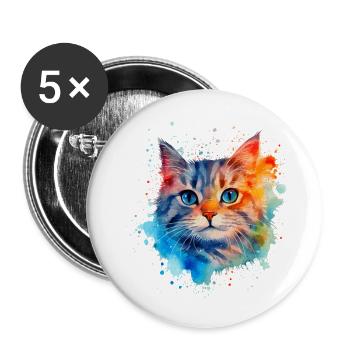 Just Cats ❤ - Buttons groß 56 mm (5er Pack) - Weiß - Vorne