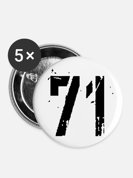 Nummer 71 - Buttons groß 56 mm (5er Pack) - Weiß