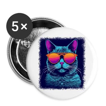 humor cat owner animal love present idea pet cat - Buttons large 2.2''/56 mm (5-pack) - white - Front