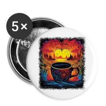 Happy Peace Symbol Gift Idea Pride Hippie Joke - Lot de 5 grands badges (56 mm) - blanc - Devant