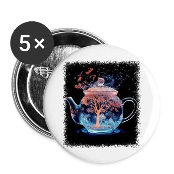 birthday present boba tea animal happy - Buttons groß 56 mm (5er Pack) - Weiß - Vorne