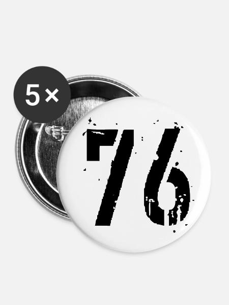 Nummer 76 - Buttons groß 56 mm (5er Pack) - Weiß
