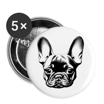 Propriétaires de chiens Chien Bulldog Chiens Propriétaires de chiens - Lot de 5 grands badges (56 mm) - blanc - Devant
